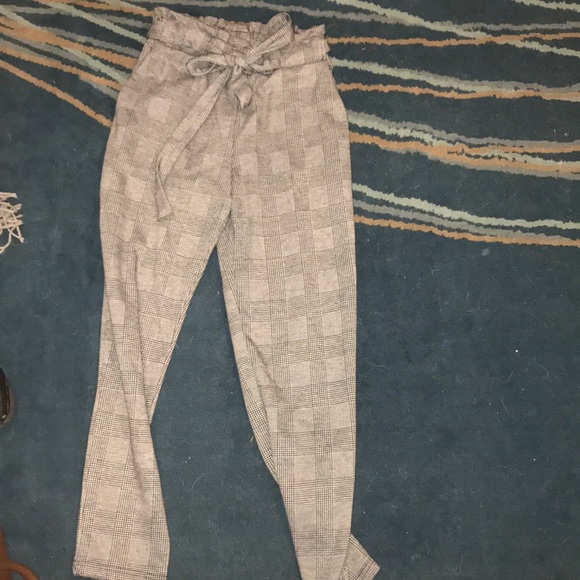 Comfortable tie pants with plaid print! - Picture 2 of 4